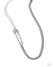 Load image into Gallery viewer, Safety Pin Style - White Necklace & Safety Pin Sentiment - White Earrings 2 Piece Set