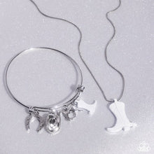 Load image into Gallery viewer, Complete Look - Necklace: Boot Scootin' Bravado - White & Bracelet: Western Waltz - White
