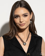Load image into Gallery viewer, Complete Look Fabricated Finesse - Brown Necklace & Engraved Excitement - Silver Earrings