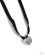 Load image into Gallery viewer, Complete Look - Fabricated Finesse - Black Necklace & Engraved Excitement - Silver Earrings