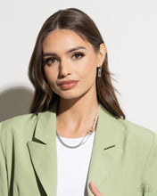 Load image into Gallery viewer, Safety Pin Style - White Necklace &amp; Safety Pin Sentiment - White Earrings 2 Piece Set
