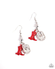 Load image into Gallery viewer, Boot Scootin Necklace, Rodeo Royalty Earrings &amp; Western Waltz Bracelet - Piece Set - Red
