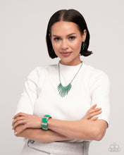 Load image into Gallery viewer, Complete Look - Fashionable Fringe - Green &amp;
Bracelet: Colored Cameo - Green
