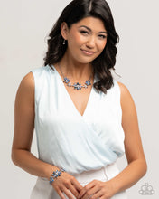 Load image into Gallery viewer, Complete Look - Necklace: Floral Feature - Blue &amp; Bracelet: Floral Factor - Blue

