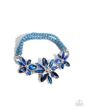 Load image into Gallery viewer, Complete Look - Necklace: Floral Feature - Blue &amp; Bracelet: Floral Factor - Blue
