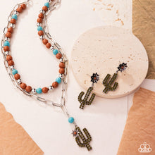 Load image into Gallery viewer, Complete Look - Cactus Cascade Necklace and Cactus Cause Earrings - Brown 2-Piece Set
