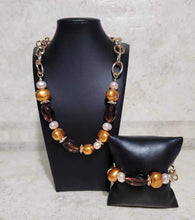 Load image into Gallery viewer, Pearly Patron - Brown Necklace &amp; Pearly Passenger - Brown Bracelet
